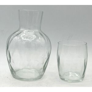 Vintage 2 Piece Clear Optic Glass‎ Bedside Tumble Up Set